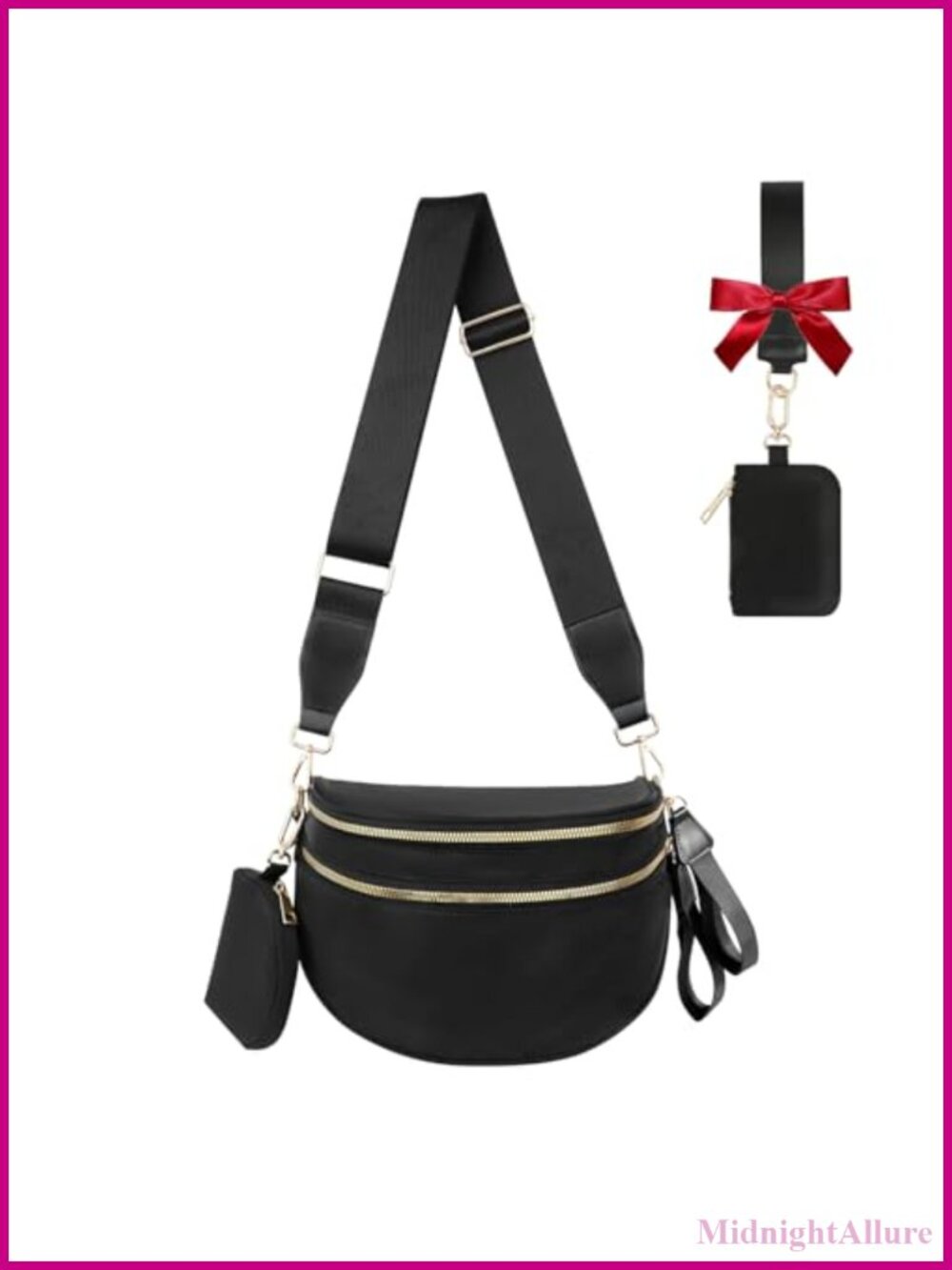 Large Nylon Crossbody Bum Bag Checkered Waist Pack Fanny Pack